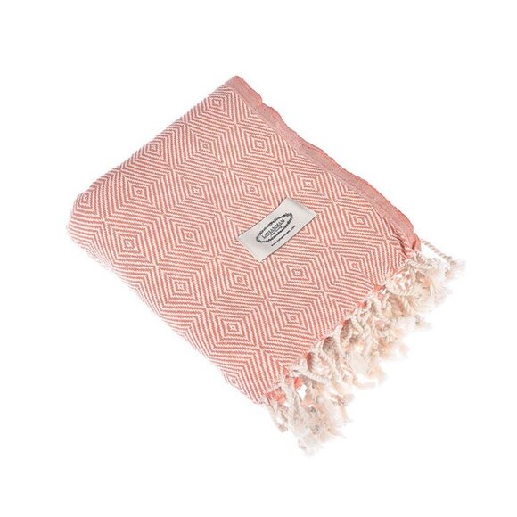 Turkish Cotton Blue & White Diamond Pattern Beach Towel/ throw blanket - Picture 4 of 8